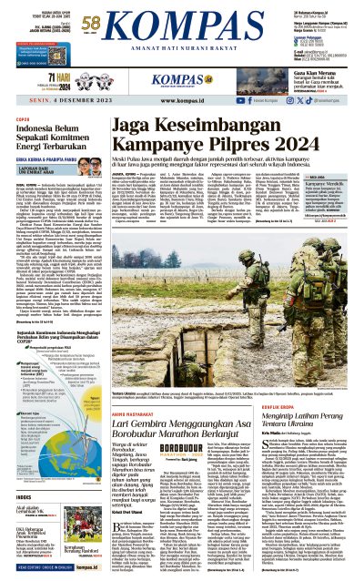 Harian Kompas Senin 4 Desember 2023